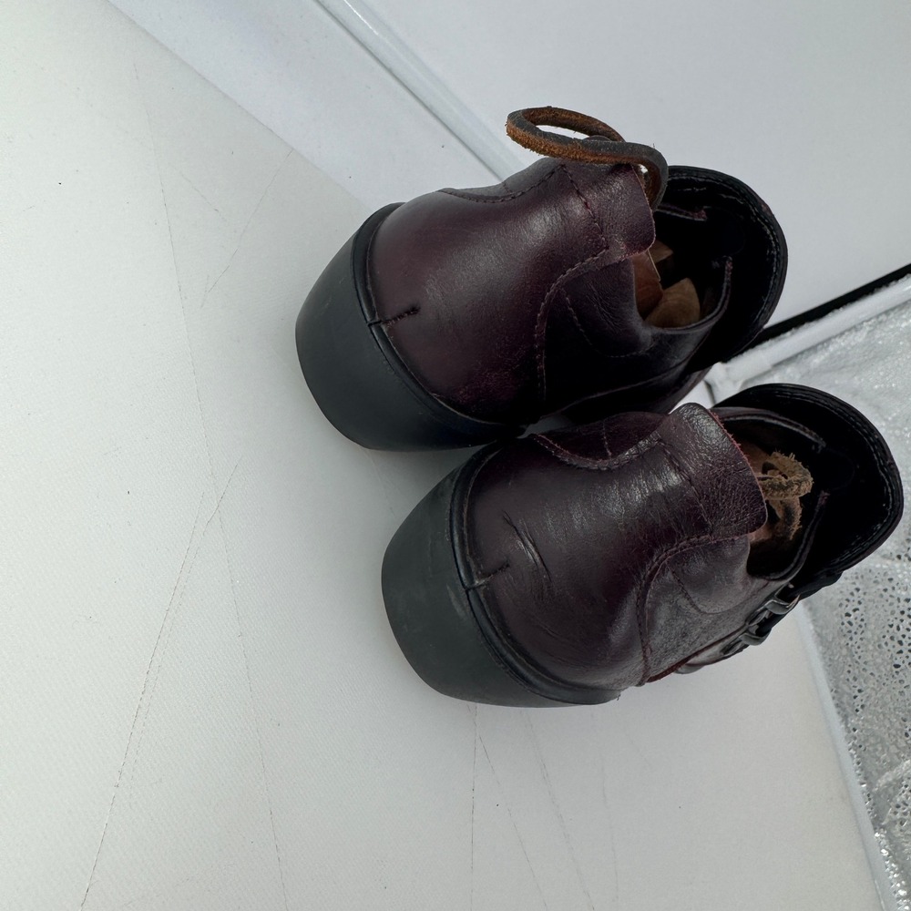Romika Loafers Women 38 Burgundy 7.5 Leather Slip On Low Wedge Comfort Casual - Picture 4 of 11